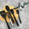 Set de horneado de silicona de grado alimenticio negro resistente a altas temperaturas para uso transfronterizo, raspador, brocha para aceite, pala para fugas, cuchara, herramienta para mezclar ensaladas