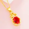 Joyería de Oro Arena, Mismo Estilo que el Colgante de Oro Arena Vietnamita de la Tienda de Oro con Piedras Preciosas, Colgante Oval Versátil de Turmalina Imitación para Mujer