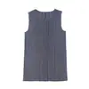 Top de Verano para Mujer Issey Miyake con Acabado de Alta Gama, Cuello Redondo, Color Sólido, Chaleco sin Mangas Sencillo y Versátil, Camiseta Versátil Casual con Estilo