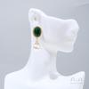 Brincos Ovais de Jade Colorido com Renda Banhados a Ouro 14K que Preservam a Cor Vintage com Argola Suspensa Acessórios de Brincos Feitos à Mão DIY