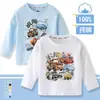 Ropa de Otoño para Niños de Cars Rayo McQueen Camiseta de Algodón Puro de Manga Larga Niños Niñas Bebé Cuello Redondo Top Ropa de Otoño