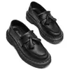 Mocasines con Borlas Rayados Blancos y Patrón de Lichi Transfronterizos para Mujer, Zapatos Pequeños de Cuero Genuino de Caña Baja, Zapatos Redondos de Moda Británica de Capa Superior para Estudiantes