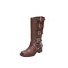 Botas femeninas muy buena combinación! Botas Mujer Estilo Americano Vintage Botas Martin Marrones Botas Altas Botas Largas Botas Vaqueras Occidentales