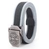 Cinto com Emblema Retro Águia Dupla Masculino Jovem Lona Liga de Metal Fivela Lisa Cinto Casual para Calças Outdoor