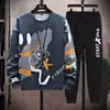 Camisa Suelta de Manga Larga para Hombre Sudadera High Street Traje Tendencia Primavera y Otoño Adolescentes Guapo Casual Chaqueta Top de Cuello Redondo