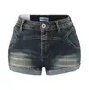 Shorts de Mezclilla Lavados y Desgastados Estilo Americano Picante para Mujer, Nuevos de Verano 2026 Ajuste Delgado Dobladillo Enrollado Hot Pants para Figuras Pequeñas