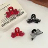 Presilha de Cabelo Laço de Resina Vermelha com Strass para Mulheres, Acessório de Cabelo para Penteado Meio Preso de Princesa, Presilha Jacaré para Franja Lateral e Cabelo Solto