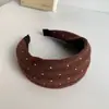 Faixa de Cabeça Larga com Bolinhas Espessada para Mulheres Testa Alta Cabelo Achado Acessório de Cabeça Outono Inverno Retrô Gentil Diário Versátil Simples Temperamento