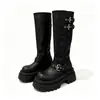 Botas de Plataforma Femininas 2026 Sapatos Femininos Outono Inverno Novas Botas Longas Versáteis Botas Longas Acima do Joelho para Usar com Saias Botas de Equitação