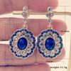 Brincos de Venda Quente Transfronteiriços do Aliexpress, Brincos Criativos de Cristal Azul, Joias Femininas da Moda em Liga Dourada com Strass