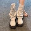 Botas de tacón grueso estilo británico para mujer 2024 invierno nuevas comercio exterior mayoreo retro Joker botas para mujer