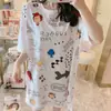 Bata de Niña Manga Corta Estilo Coreano Dibujos Animados Estudiante Ropa de Casa Pijama de Verano Delgado Talla Grande Vestido Largo Fabricante