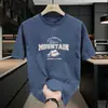 Camiseta Masculina de Algodão de Manga Curta Verão Marca da Moda T-shirt da Moda com Letra Manga Meia Manga Solta Oversize Verão Manga Meia Manga