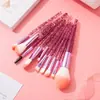 10 Peças Pincéis de Maquiagem com Glitter, Ferramentas de Maquiagem Coloridas Pontilhadas, Conjunto de Pincéis para Pó Solto e Corretivo, Em Estoque para Transfronteiriço, Pincéis para Base e Maquiagem