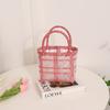 Saco de gelatina transparente Lace Bow Woven Bag Bonito Portátil Pequena Cesta Palha Tecido Saco Quadrado Férias Praia Saco