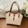 Bolsa Tote de Gran Capacidad, Nuevo Estilo Casual para Viajes al Trabajo Vacaciones en la Costa Bolso de Hombro, Estilo Coreano Tejido de Moda Versátil