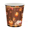 Nuevo juego de platos de papel desechables y vajilla con tema de cosecha de calabazas de otoño transfronteriza, suministros para fiestas