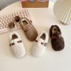 Zapatos Birkenstock de Piel de Cordero para Niñas Invierno 2025 Nuevos Zapatos de Algodón Cálido de Felpa para Niños Boca Baja de Princesa para el Hogar
