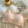 Ropa Interior Transpirable de Seda Helada para Mujer, Sujetador Deportivo Push-Up Estilo Coreano sin Aros, Camisola Transpirable para Chicas Jóvenes y Estudiantes