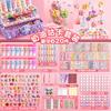 Pegatinas de tarjeta adhesiva de crema adhesiva, grandes, para niños y niñas, juguete de bricolaje, bandeja de tarjeta adhesiva, juego completo, caja de almacenamiento, bolsa de regalo