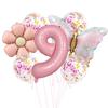 Traje de globo de mariposa rosa margarita mate, confeti de látex, decoración para fiesta de cumpleaños infantil, diseño de carnaval