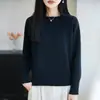 Suéter de Punto de Algodón Puro de Cuello Redondo, Ajuste Holgado Casual para Mujer, Suéter Elegante Holgado Engrosado Cálido de Capa Base, Estilo Suave