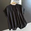 2026 Nueva Camiseta de Seda de Morera Elegante con Cuello Alto y Mangas Acampanadas Top Pequeño para Mujer Delgado Wholesale H04DT6632