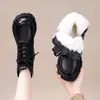 Botas de plataforma de moda estilo británico, botas de mujer cómodas y a la moda, nueva colección otoño/invierno 2026, con cordones, botas de cuero forradas de felpa