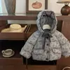 Abrigo de Invierno de Algodón para Niñas 2026 Estilo Nuevo Estilo Bosque Infantil Chaqueta de Algodón Gruesa Floral con Forro Polar Moda Bebé Abrigo de Algodón