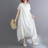 Vestido Largo de Comercio Exterior para Mujer Tallas Grandes Estilo Coreano de 8 Colores, Holgado y Adelgazante, Cuello en V Apto para Viajar, Elegante Vestido con Capucha de Algodón Falso Seda