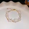 Pulseira Francesa de Pérolas Irregulares Céu Estrelado, Luxo Leve, Pulseira de Moda de Alta Qualidade, Pulseira Exquisita e Elegante de Temperamento para Mulheres