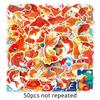 50 Koi Ano Novo Festival da Primavera Estilo Chinês Vermelho Festivo Desenho Animado Animal Carpa Adesivos Decorativos À Prova D'água para Celular