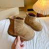 Zapatos de Algodón Retro Paris Tire 2025 Botas de Equitación Infantiles Calientes de Invierno para Niños y Niñas Cremallera Lateral Suela Suave Botas de Nieve