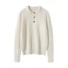 Elegante y Versátil Suéter de Cachemira para Mujer, Otoño e Invierno 2025, Suéter de Punto con Cuello Polo, Camisa Base, Suéter Ajustado