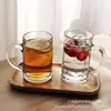 Jingxiang vaso de agua de vidrio transparente gran capacidad para el hogar resistente al calor engrosado taza de té con asa Cerveza Cerveza Cerveza Taza Casa de té Bar