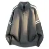 Suéter de Punto Pesado de Marca de Moda Otoño e Invierno con Cuello Alto y Media Cremallera para Hombre Estilo Americano de Gama Alta Holgado Versátil Casual