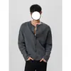 Suéter Cardigan de Punto Harajuku Japonés para Hombre Primavera y Otoño Nuevo Estilo Perezoso Holgado Versátil Cuello Redondo Cálido Chaqueta de Moda