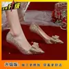 Zapatos de Tacón Alto con Lazo de Gama Alta para Mujer, Modernos y Versátiles, Cómodos Zapatos de Tacón de Aguja con Punta Fina para Mujer, Nuevo Estilo Primavera y Verano 2025