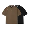 Camiseta masculina de manga curta em camurça com design de metal funcional estilo deserto, silhueta desconstruída de nicho, top casual solto