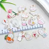 Pendente de Coelho Branco Pingando Óleo Branco Cenoura Pingente de Liga Chaveiro DIY Pulseira Colar Acessórios de Joias