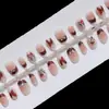 Uñas Postizas 30 Piezas Enteras T169/S307 Mariposa Roja Cortas Ballet Diamante Brillo Francés Año Nuevo Uñas para Niñas
