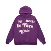 KANYE mesmo estilo você deve nascer de novo moletom com letras de espuma moletom com forro de fleece