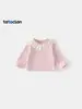 Camiseta Nueva Estilo Otoño 2026 para Niñas Elegante Cuello con Volantes de Encaje Capa Base para Bebés Niñas Primavera y Otoño Elegante Cómoda Manga Larga