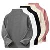 Camiseta Básica de Media Cuello Alto para Niños, Terciopelo Alemán de Doble Cara, Tops Cálidos para Bebés Niños y Niñas, Tallas Pequeña y Mediana, Ropa Interior de Otoño e Invierno para Niños, Mangas Largas