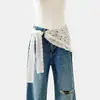 Cinto de renda estilo francês para cintura, lenço triangular, modelador de cintura, lenço de quadril feminino, design em camadas, para amarrar, perfeito com saias e jeans, lenço de cabeça, lenço de seda, novo