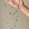 Collar con Etiqueta de Cuentas de Segunda Mano Vintager para Mujer, Accesorios de Cadena para Clavícula Multicapa Estilo Étnico Retro