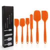 Amazon oferta caliente utensilios de cocina de silicona de 6 piezas crema espátula raspadora integrada cepillo para aceite tamaño traje raspador
