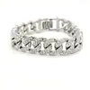 Pulseira Cubana Completa de Diamante Moda Simples Europeia e Americana Estilo Ins Hip Hop Geométrica Punk Pulseira de Marca Tendência Acessórios