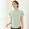 Roupas de Yoga de Manga Curta de Secagem Rápida para Mulheres, Camiseta Esportiva para Academia Pilates, Top Fitness Respirável, Conjunto de Roupas de Yoga Feminino