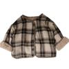 Casaco de Lã Xadrez Infantil Estilo Coreano Novo Estilo Casaco de Lã Outono e Inverno Casaco Casual para Bebê Versátil Acolchoado de Algodão